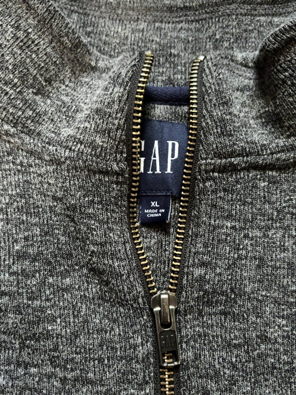 GAP Men's Heather Gray Zip-Up Sweater